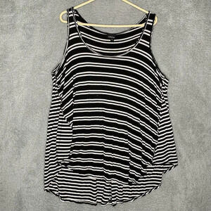 Torrid black raw hem loose fit tank top contrast striped stretch soft summer 1X